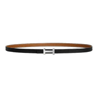 HERMES Calfskin Leather Belts Women's Black Brown Width 1.3CM