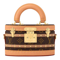 LOUIS VUITTON Coated Canvas With Leather Handbag Shoulder Bag Crossbody Bag Women's Brown