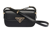 PRADA Leather Crossbody Bag Shoulder Bag Women's Black