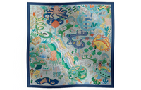 HERMES Silk Scarves Women's Marine Blue