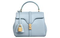 CELINE Satin Cow Leather Shoulder Bag Crossbody Bag Handbag Mini Women's Light Blue