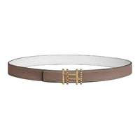 HERMES Gold-Plated Leather Belts Women's Umber Width 2.4CM