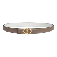 HERMES Calfskin Leather Belts Women's Umber Width 2.4CM