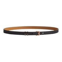 HERMES Solid Color Design Pin Buckle Leather Belts Women's Black