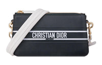 DIOR Cow Leather One Shoulder Crossbody Handbag Clutch Women's Blue