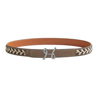 HERMES Calfskin Leather Belts Women's Brown Width 2.4CM