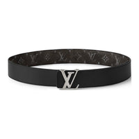 LOUIS VUITTON Leather Belts Men's Black Width 4cm