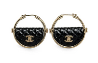 CHANEL Gold-Plated Earrings Women's Black