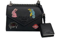 PRADA Cow Leather Combo Bag Portable Crossbody Bag Shoulder Bag Women's Black