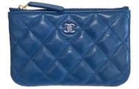 CHANEL Lambskin Clutch Mini Women's Blue
