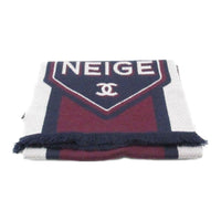CHANEL Cashmere Knit Scarves Women's Navy