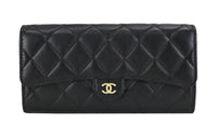 CHANEL Lambskin Wallet Women's Black