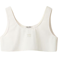 MIU MIU Logo embroidered Cotton Crop Top
