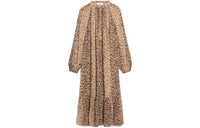 CELINE Long Sleeved Dresses Women's Leopard Print