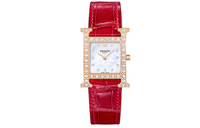 HERMES Heure H Wrist Watch Quartz Movement Crocodile Leather Strap 25*21mm Silver Dial Women's Watch