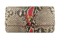 LOUIS VUITTON Python Skin Wallet Unisex Gray Brown