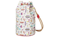 HERMES Canvas Bucket Bag Backpack Women's White/Multicolor
