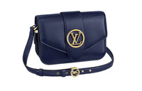 LOUIS VUITTON Pont Cow Leather Shoulder Bag Crossbody Bag Women's Midnight Blue