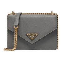 PRADA Cow Leather Crossbody Bag Shoulder Bag Women's Gray