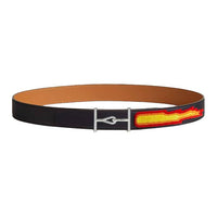 HERMES Calfskin Leather Belts Unisex Black Umber Width: 3.2CM