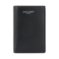 SAINT LAURENT Grain Embossed Leather Wallet Small Size Men's Black