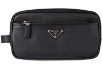PRADA Saffiano Leather Travel Bag Unisex Black