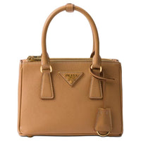 PRADA Leather Shoulder Bag Crossbody Bag Handbag Mini Women's Brown