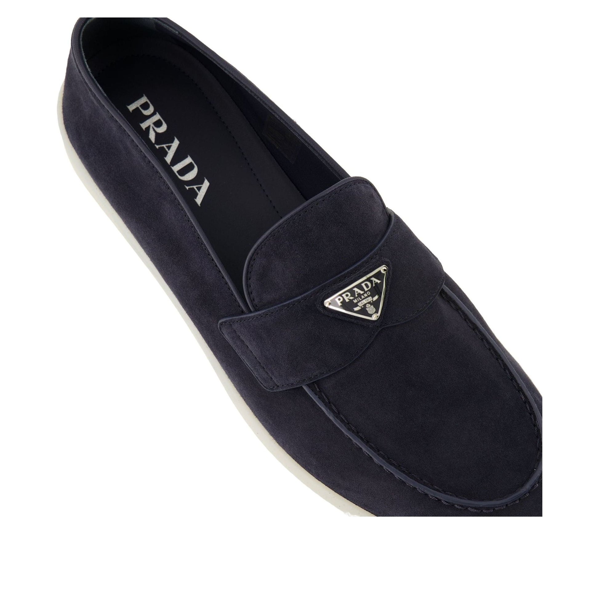 PRADA SS26 Suede Logo Loafer 'Navy' 2DG124-103-F0008