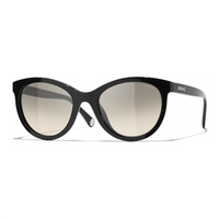 CHANEL Acetate Irregular Shape Sunglasses Women's Black