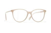 CHANEL Plate Frame Irregular Shape Eyeglass Frames Unisex Beige