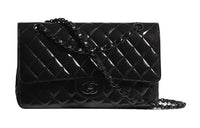 CHANEL So BlackClassic Flap CF Interlaced Calfskin Shoulder Bag Crossbody Bag Medium Size Women's Black
