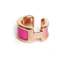 HERMES Goatskin Metal Rose Gold-Plated Earrings Women's Pink