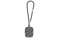 DIOR Printed Vertical Necklace Pouch Coin Purse Clutch Unisex Beige/Black