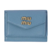 MIU MIU Leather Wallet Small Size Women's Stardust Blue