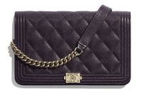 CHANEL LEBOY Grained Calfskin Shoulder Bag Crossbody Bag Women's Black