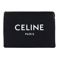 CELINE Canvas Bag Clutch Unisex Black