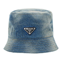 PRADA Logo-embroidered Denim Bucket Hat