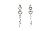 SAINT LAURENT Brass Glass Crystal Earrings Women's Silver