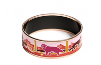 HERMES Enamel Rose Gold-Plated Bangles Women's Pink