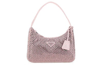 PRADA Satin Fabric With Diamonds Shoulder Bag Handbag Mini Women's Pink