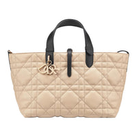 DIOR Toujours Calfskin One Shoulder Handbag Medium Size Women's Beige