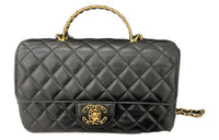 CHANEL Sheepskin Shoulder Bag Crossbody Bag Small Size Women's Black