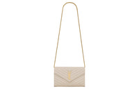 SAINT LAURENT CASSANDRE Lambskin Wallet, Shoulder Bag, Crossbody Bag Regular Women's Vintage White