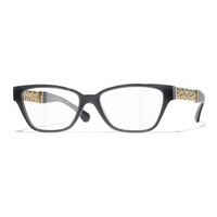 CHANEL Acetate Metal Calfskin Cat Eye Eyeglass Frames Unisex Gray