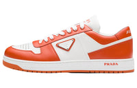 PRADA Downtown Low Top Sneakers Leather White Orange