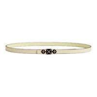 HERMES Gold Plated Leather Belts Women's Gray White/Milton Yellow Width 1.3CM