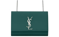 SAINT LAURENT KATE Grained Embossed Leather Crossbody Bag Shoulder Bag Women's Green