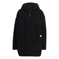 (WMNS) adidas Polar Fleece Long Hooded Track Top Asia Sizing 'Black' HM2841