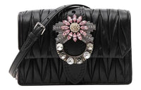 MIU MIU Calfskin Shoulder Bag Women's Black