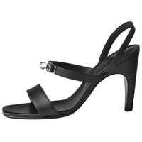HERMES Glamour Strap Sandals 9.5cm Women's Black